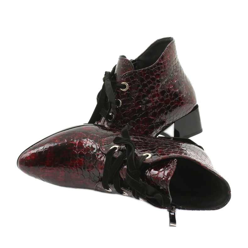 Gamis Bota lacada de piel de serpiente 4055 negro rojo 4