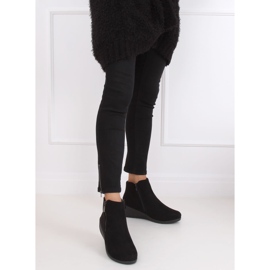 Negro Botas de cuña negras E3267 Negro 3