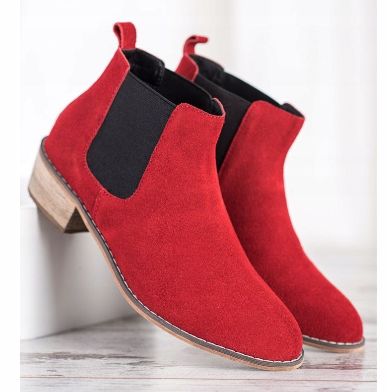 Goodin Botas Chelsea de piel rojo 1