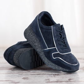 Filippo Zapatillas de piel con plataforma de purpurina azul 2