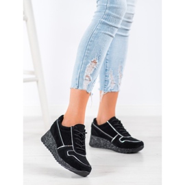 Filippo Zapatillas de piel con plataforma de purpurina negro 4
