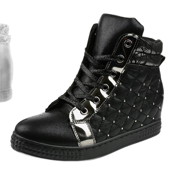 Zapatillas negras en la cuña R468-2 negro 1 Zapatillas negras en la cuña R468-2 negro 1