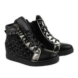 Zapatillas negras en la cuña R468-2 negro 3
