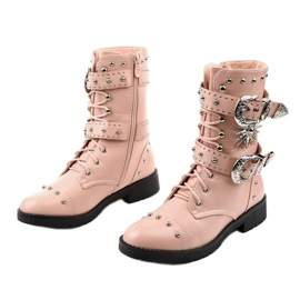 Botines planos rosas con hebillas Feldman rosado 2