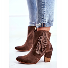 Exquisite Botas Quintana Mujer Piel Cappuccino con tacón alto marrón 1