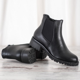 SHELOVET Botines chelsea con cristales negro 2