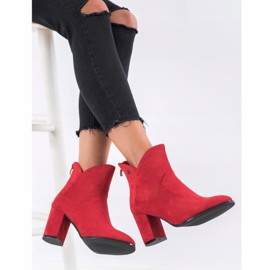 SHELOVET Botas de ante de tacón alto rojo 4