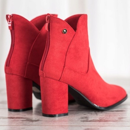 SHELOVET Botas de ante de tacón alto rojo 2