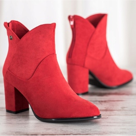 SHELOVET Botas de ante de tacón alto rojo 3