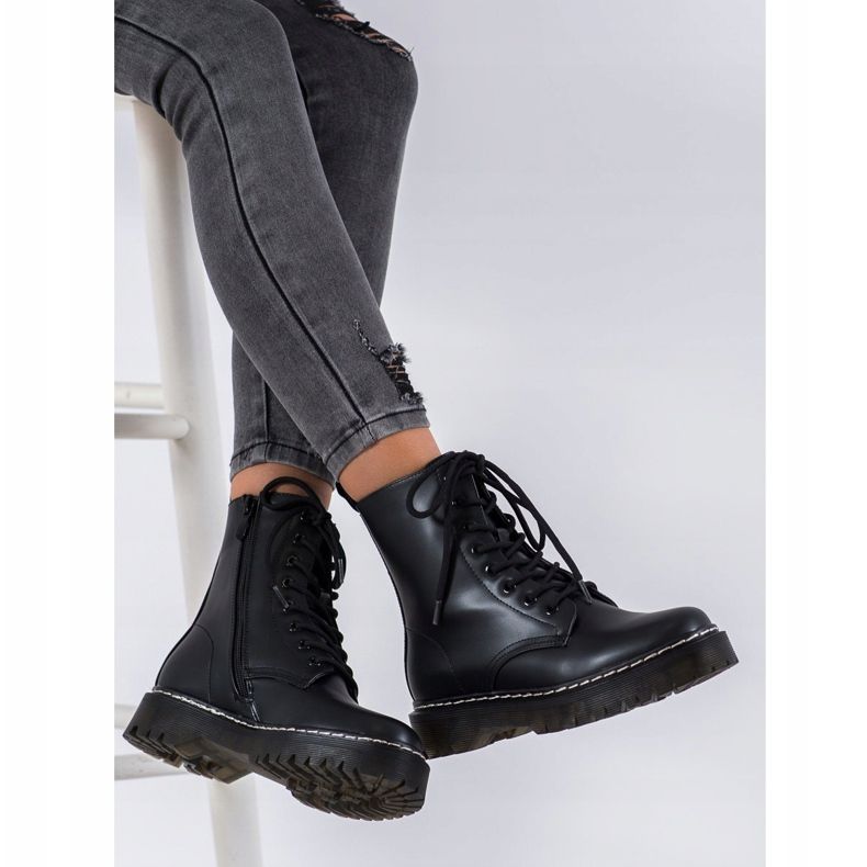 SHELOVET Botas en el control deslizante negro 2