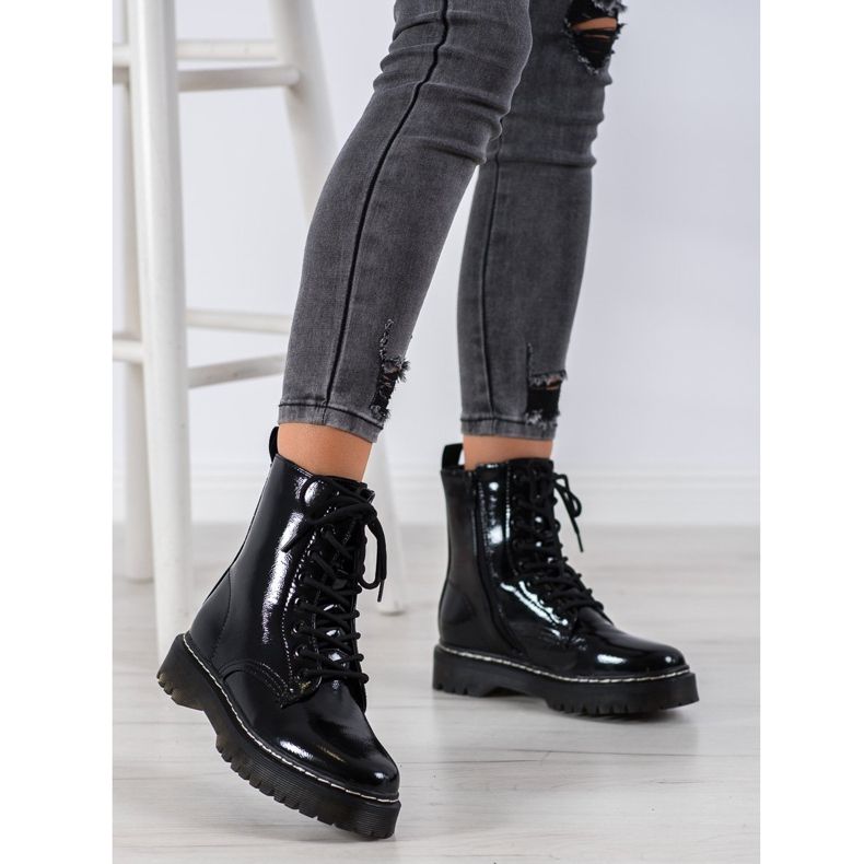 SHELOVET Botas lacadas negro 1