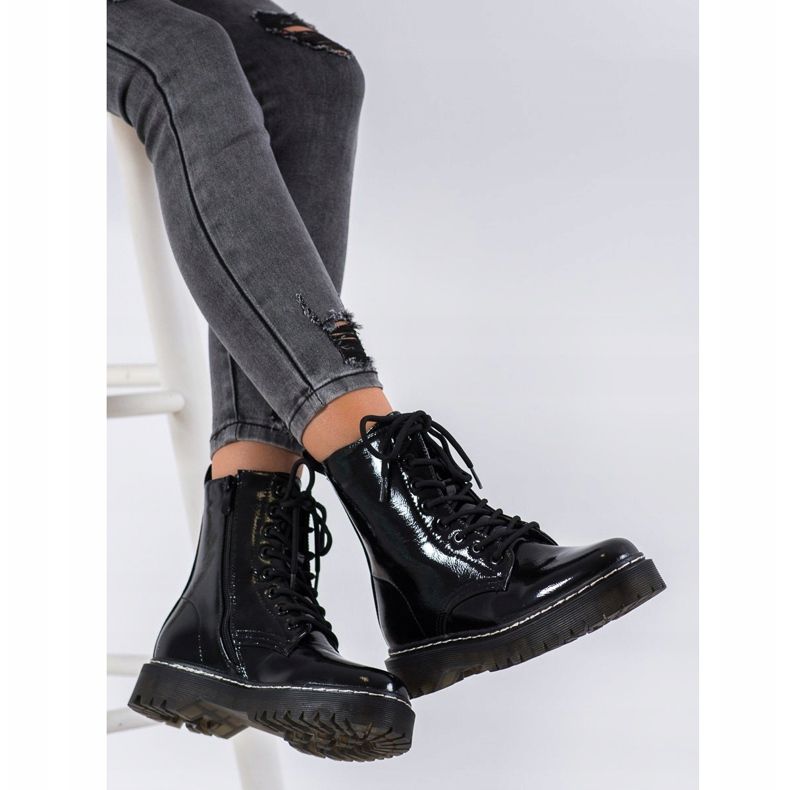 SHELOVET Botas lacadas negro 2