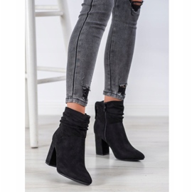 SHELOVET Botas de ante de tacón alto negro 2