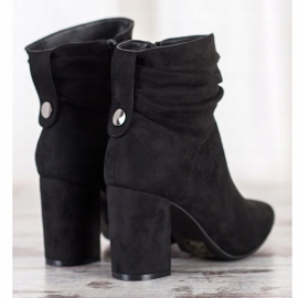 SHELOVET Botas de ante de tacón alto negro 4