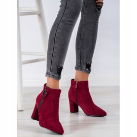 Small Swan Botines de ante con cremallera rojo 4