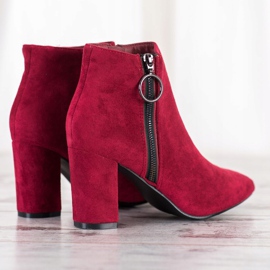 Small Swan Botines de ante con cremallera rojo 2