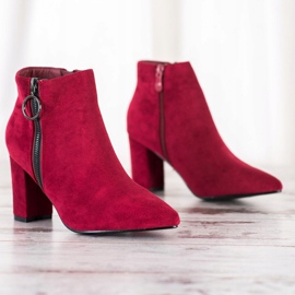 Small Swan Botines de ante con cremallera rojo 3