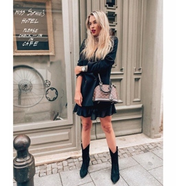 Botas De Mujer Con Tacón Alto Cuero Nobuck Negro Nicole 2580 6