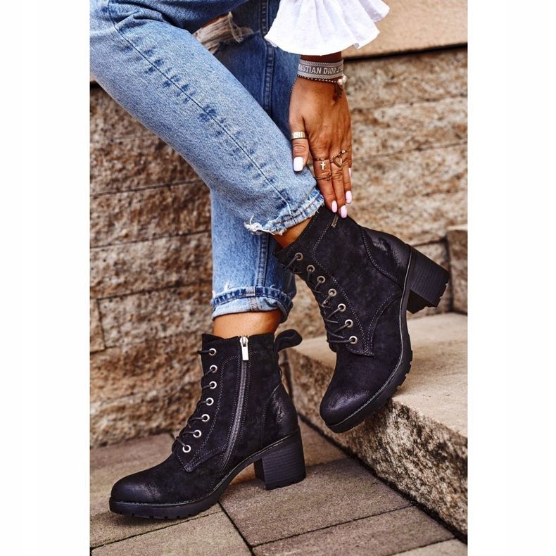 Vinceza Botas de mujer negras cálidas en el talón Vértigo negro 1