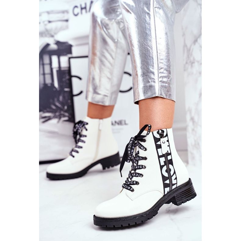 Vinceza Botas de Mujer Blancas Verso blanco negro 1