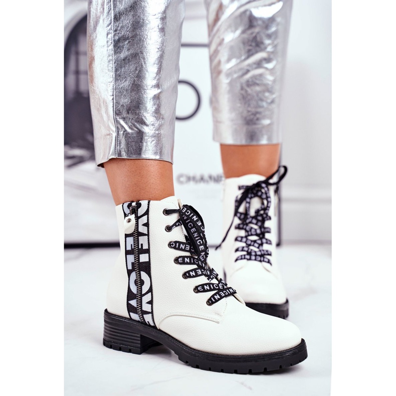 Vinceza Botas de Mujer Blancas Verso blanco negro 2