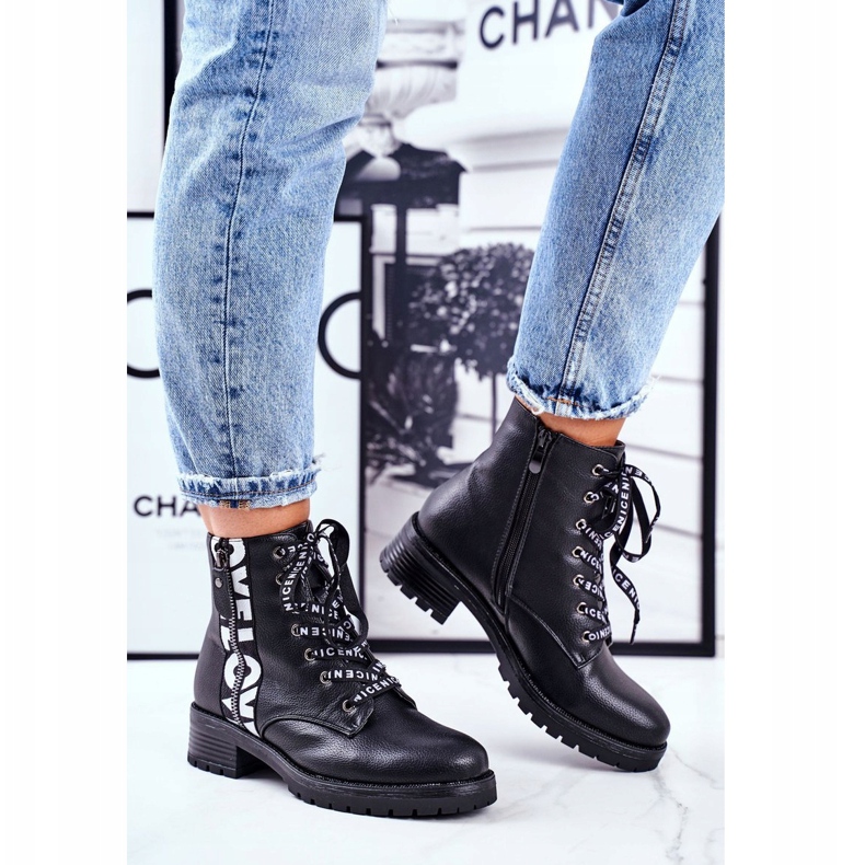 Vinceza Botas de Mujer Negras Verso blanco negro 1