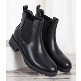 Bella Paris Botines Chelsea de piel ecológica negro 2