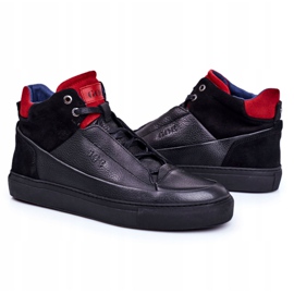 GOE Zapatos Deportivos Hombre Piel Negra GG1N3114 negro rojo 5