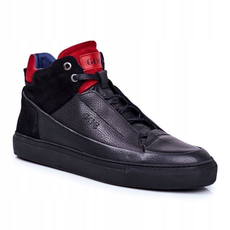 GOE Zapatos Deportivos Hombre Piel Negra GG1N3114 negro rojo 1