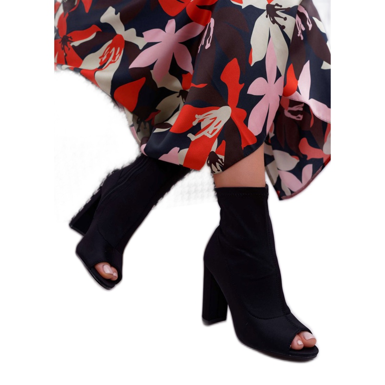 SEA Botas De Mujer Con Tacón Alto Lycra Punta Abierta Negro Primero 2 SEA Botas De Mujer Con Tacón Alto Lycra Punta Abierta Negro Primero 2