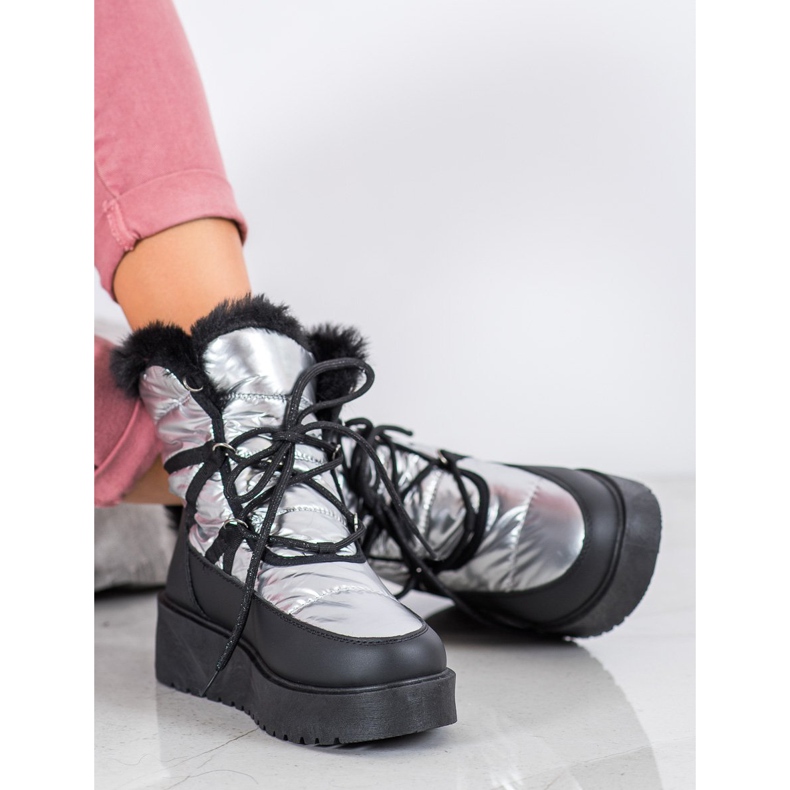 Bella Paris Botas de nieve de moda plata gris 1 Bella Paris Botas de nieve de moda plata gris 1