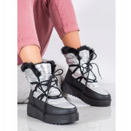 Bella Paris Botas de nieve de moda plata gris 7