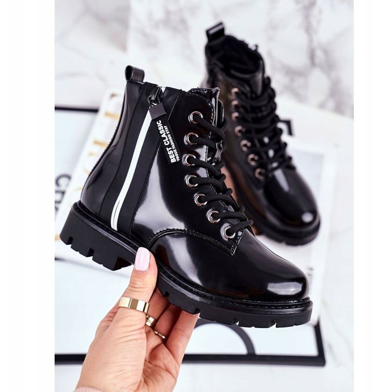 Vinceza Botas Infantiles Cálidas con Cremallera Falcon Negra Lacada negro 1