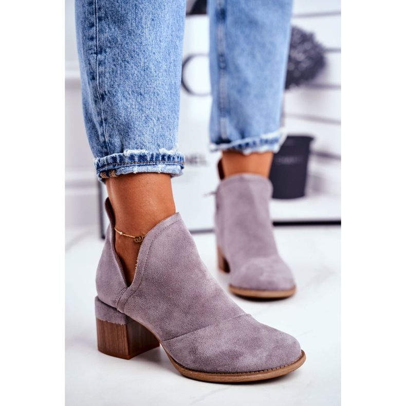 Botas de mujer en tacón alto recortadas gris mini meliori 2