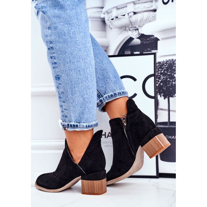 MSMG Botas De Mujer Con Corte De Tacón Negro Mini Meliori 1