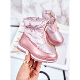 WEESTEP Botas de nieve para niños calentadas con burbujas de lana rosa 1