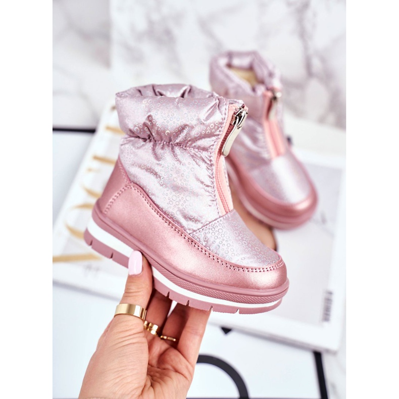 WEESTEP Botas de nieve para niños calentadas con burbujas de lana rosa 1