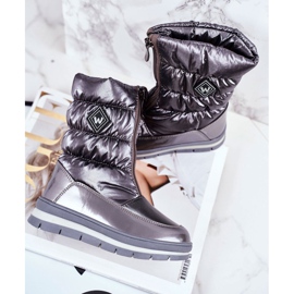 WEESTEP Botas de nieve para niños calentadas con lana gris oscuro Mumm 2