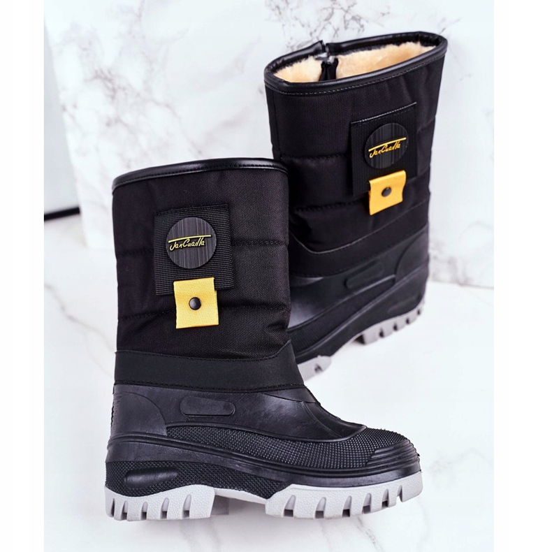 Apawwa Botas de nieve para niños con aislamiento de piel Negro Rubbi 1