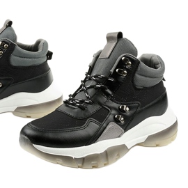 Zapatillas deportivas negras de moda hechas de cuero ecológico Donatella negro gris 1 Zapatillas deportivas negras de moda hechas de cuero ecológico Donatella negro gris 1