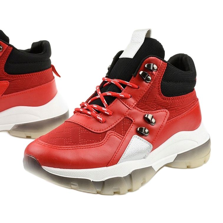 Zapatillas deportivas rojas de moda hechas de cuero ecológico Donatella negro rojo 1 Zapatillas deportivas rojas de moda hechas de cuero ecológico Donatella negro rojo 1