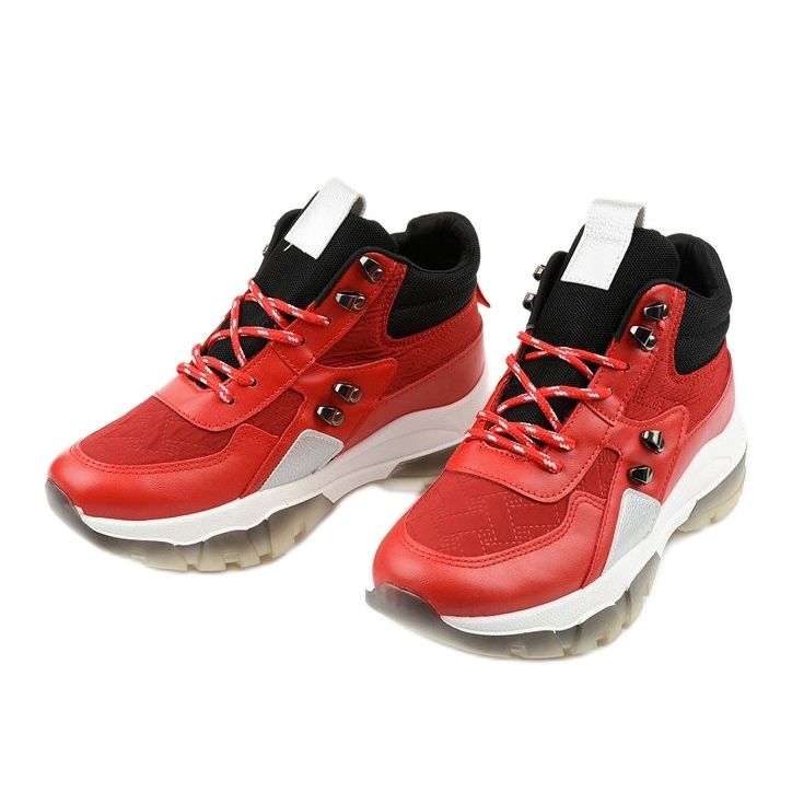 Zapatillas deportivas rojas de moda hechas de cuero ecológico Donatella negro rojo 2 Zapatillas deportivas rojas de moda hechas de cuero ecológico Donatella negro rojo 2