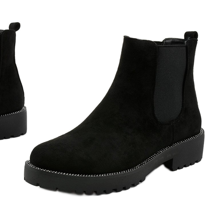 Botas planas de ante negras de Nahneva negro 1 Botas planas de ante negras de Nahneva negro 1