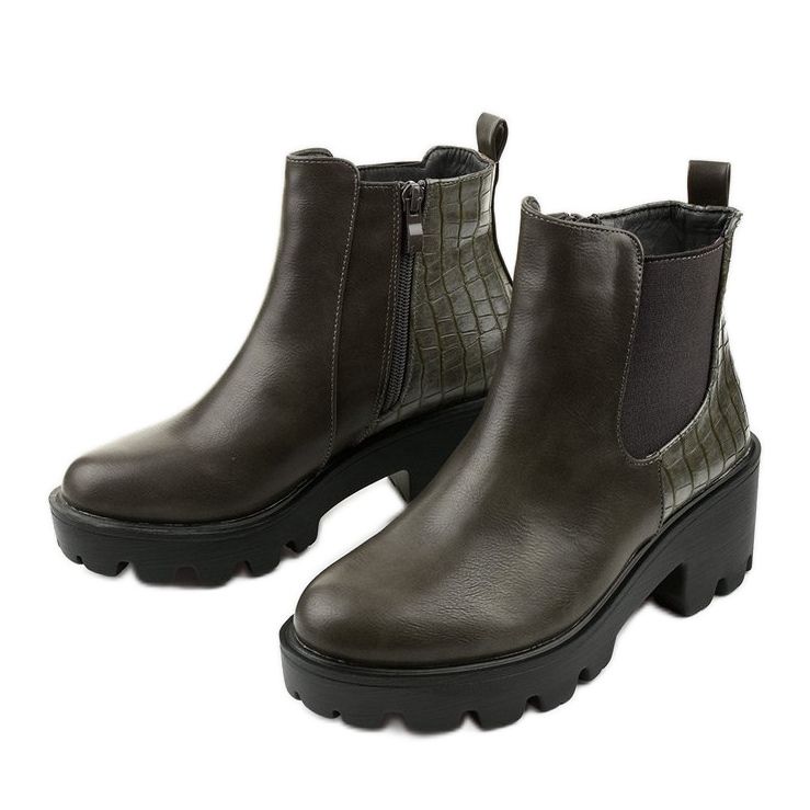 Botas planas grises en cuero ecológico Establecido 2