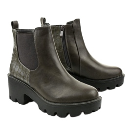 Botas planas grises en cuero ecológico Establecido 3