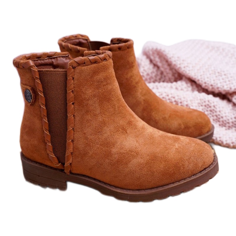 POPA Botas Infantiles Tacón Plano Camel Sicarro marrón 2