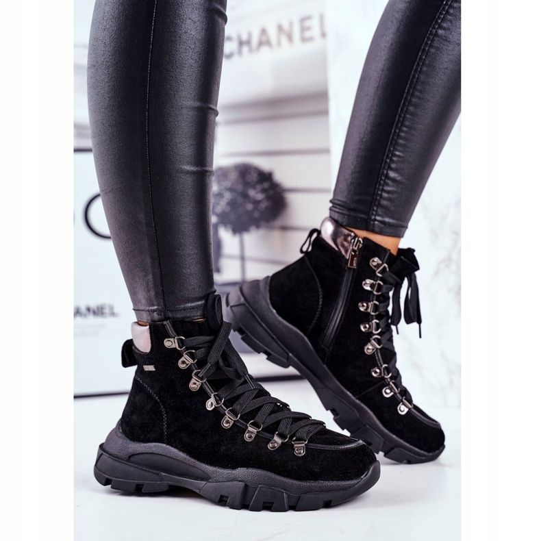 Zapatos Trekking Mujer Trappers Leather Suede Big Star GG274893 negro 2