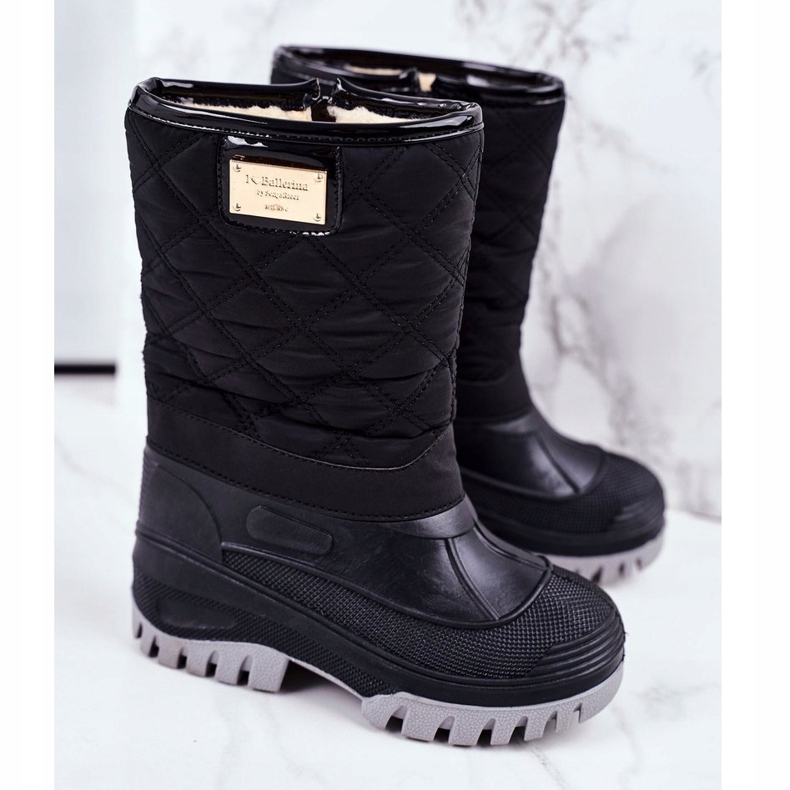 Apawwa Botas de nieve para niños con aislamiento de piel Black Mussi negro 1