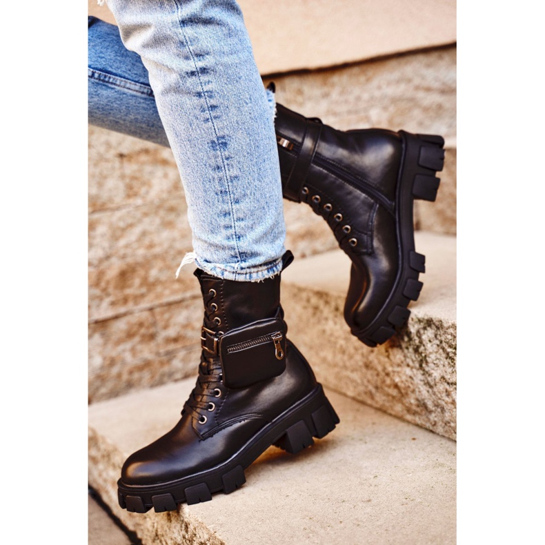 S.Barski Botas de mujer en la plataforma Black Warmed Verdem negro 1