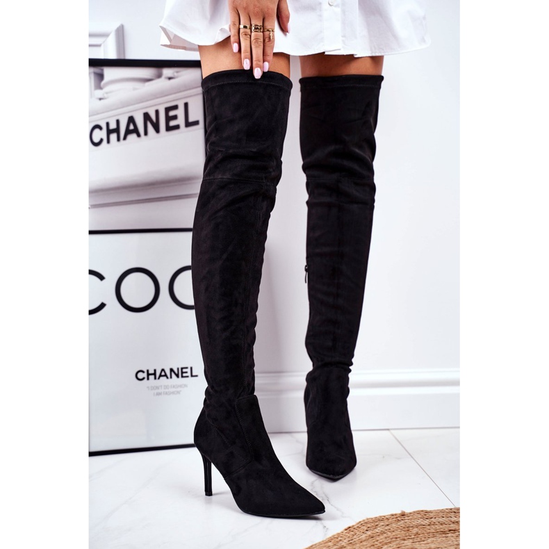 S.Barski Botas De Mujer Con Tacón Alto Ante Negro Huanto 1